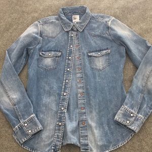 H&M Denim Shirt size 4 Distressed Look